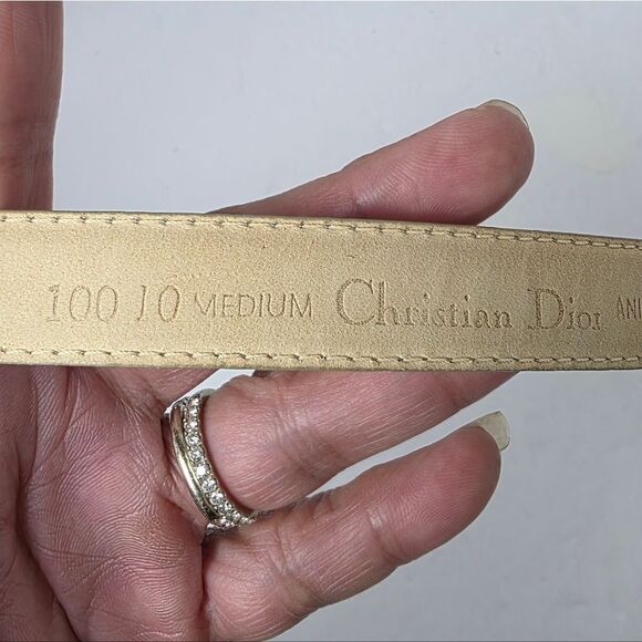 Christian Dior Vintage Saddle  Leather Waist Belt Light Green Size 100